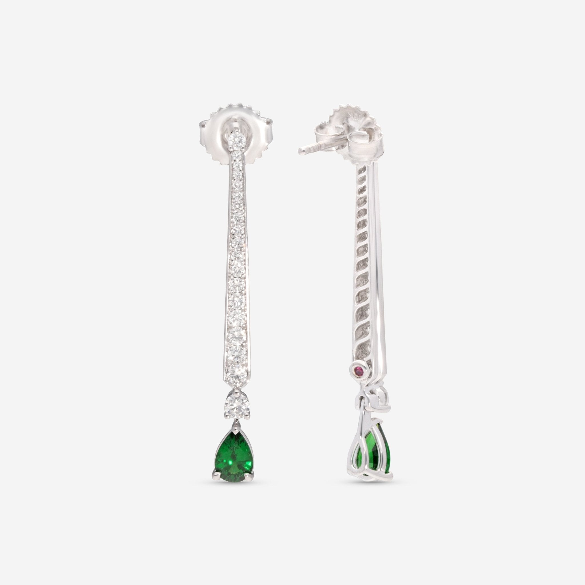 Roberto Coin 18K White Gold Diamond & Green Garnet Earrings 9991203AWERX - THE SOLIST - Roberto Coin