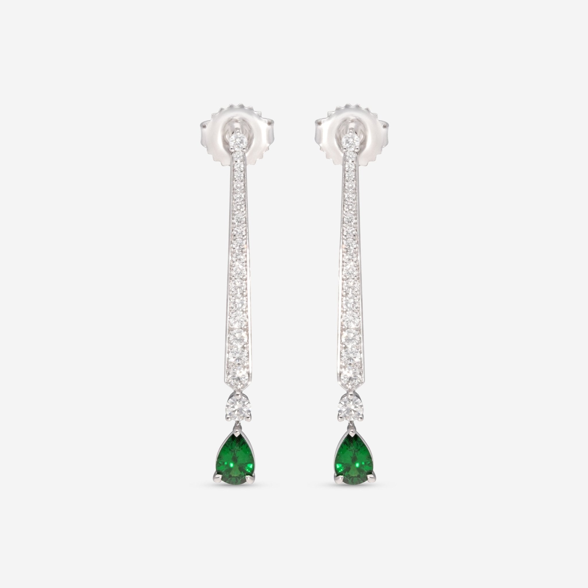 Roberto Coin 18K White Gold Diamond & Green Garnet Earrings 9991203AWERX - THE SOLIST - Roberto Coin