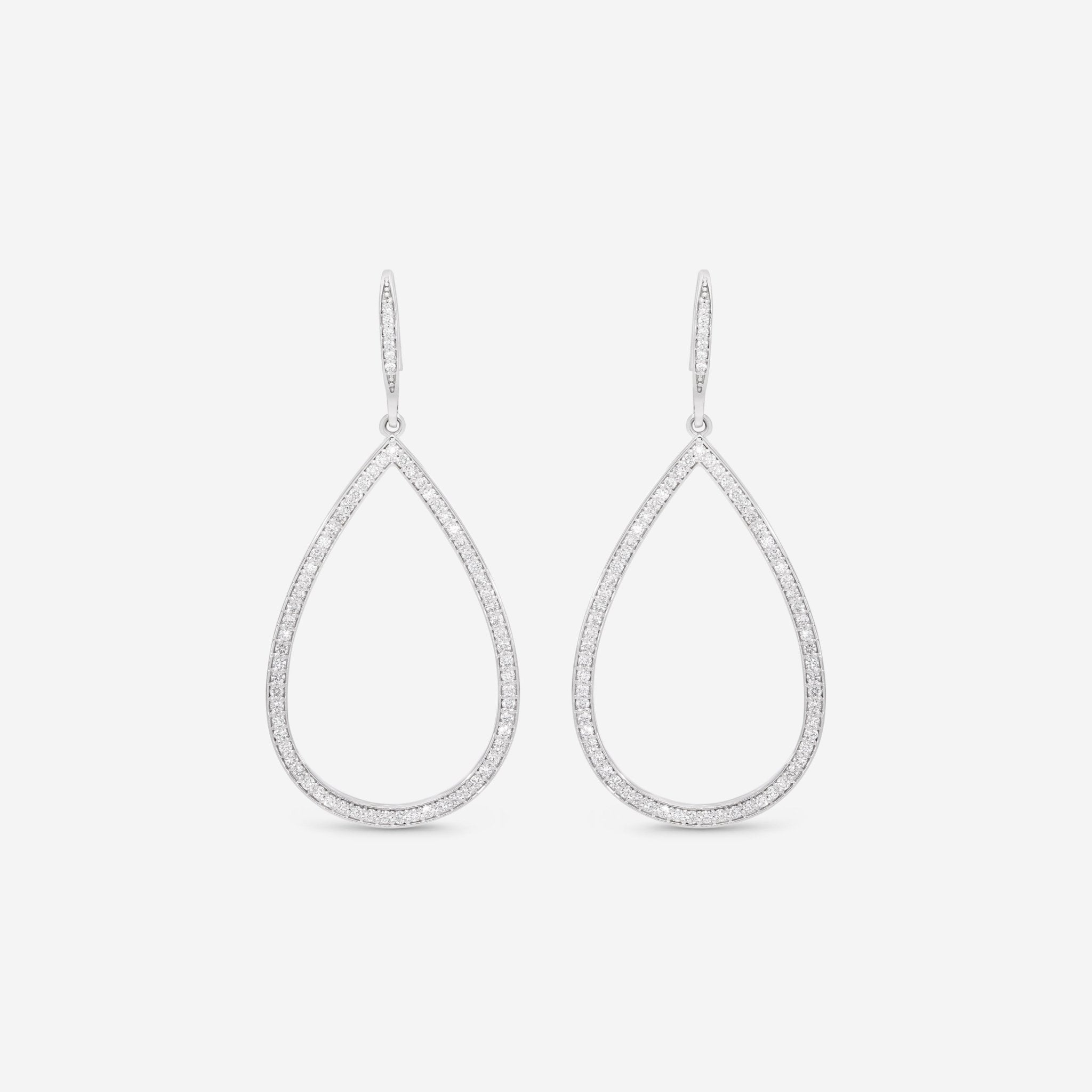 Roberto Coin 18K White Gold Diamond Open Pear - Shaped Dangle Earrings 111445AWERX0 - THE SOLIST - Roberto Coin