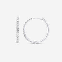 Roberto Coin 18K White Gold Diamond Pavé Hoop Earrings 000050AWERX0 - THE SOLIST - Roberto Coin