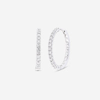 Roberto Coin 18K White Gold Diamond Pavé Hoop Earrings 000050AWERX0 - THE SOLIST - Roberto Coin