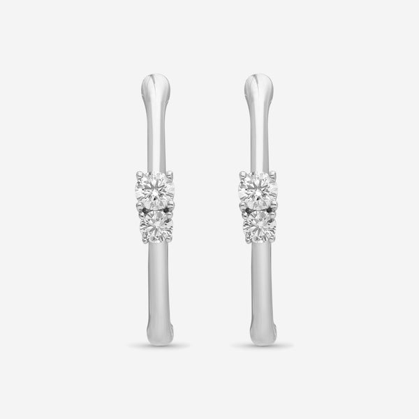 Roberto Coin 18K White Gold Diamond Thin Hoop Earrings 111442AWERX0 - THE SOLIST - Roberto Coin