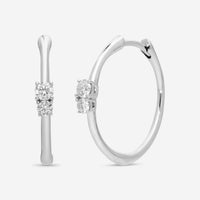 Roberto Coin 18K White Gold Diamond Thin Hoop Earrings 111442AWERX0 - THE SOLIST - Roberto Coin