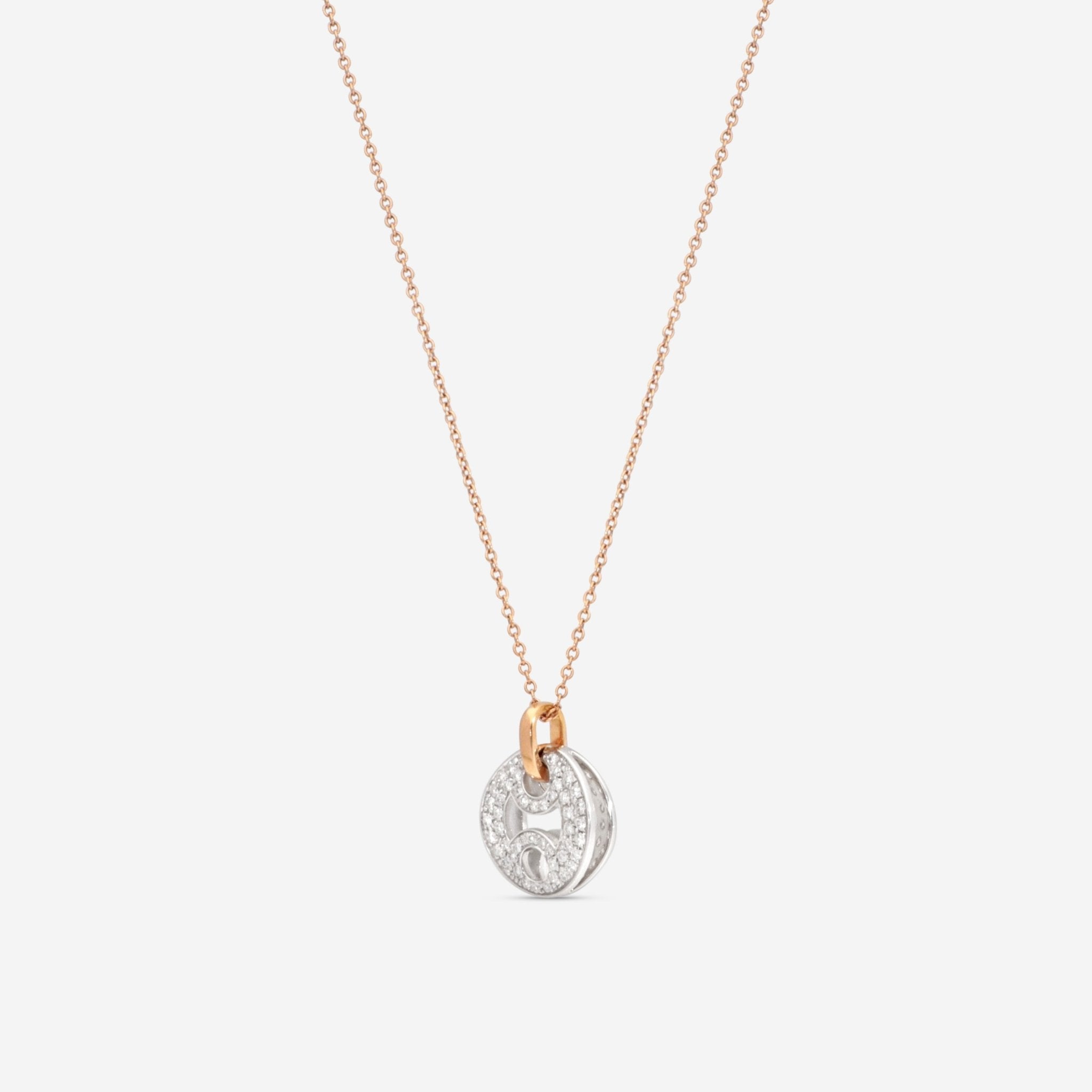 Roberto Coin 18K White & Rose Gold Diamond Necklace 449010ARCHX0 - THE SOLIST - Roberto Coin