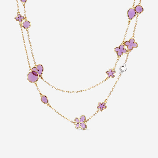 Roberto Coin 18K Yellow & White Gold Spring Purple Enamel Necklace 915789AJ35N0 - THE SOLIST - Roberto Coin