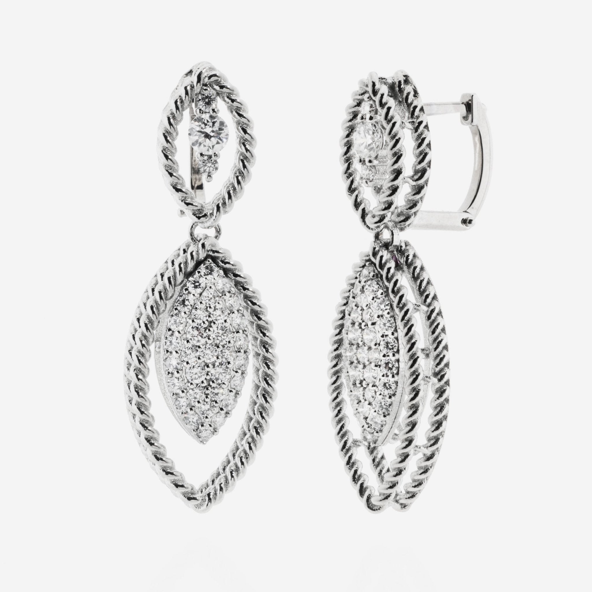 Roberto Coin Barocco 18K White Gold, Diamond 0.99ct. tw. Drop Earrings 8882308AWERX - THE SOLIST - Roberto Coin