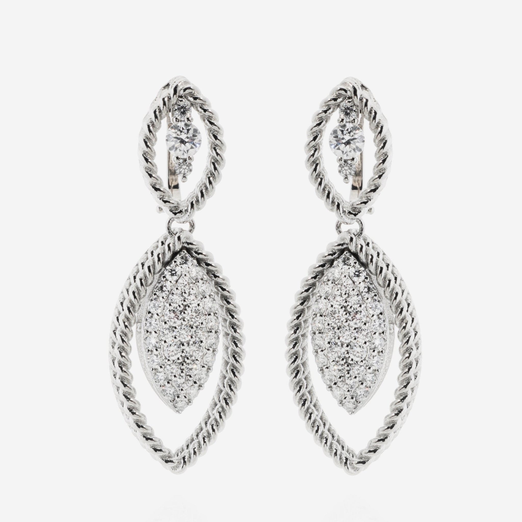 Roberto Coin Barocco 18K White Gold, Diamond 0.99ct. tw. Drop Earrings 8882308AWERX - THE SOLIST - Roberto Coin