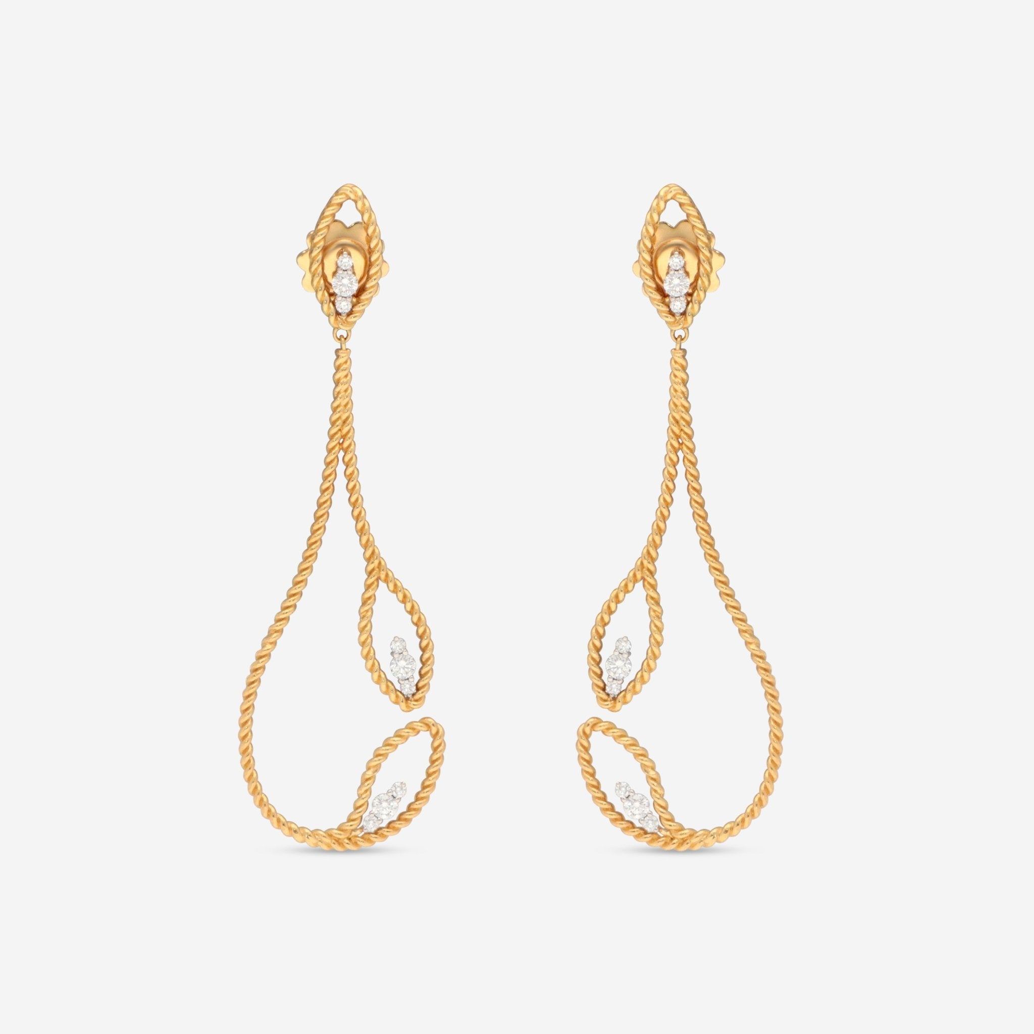 Roberto Coin Barocco 18K Yellow & White Gold Diamond Drop Earrings 7772706AJERX - THE SOLIST - Roberto Coin