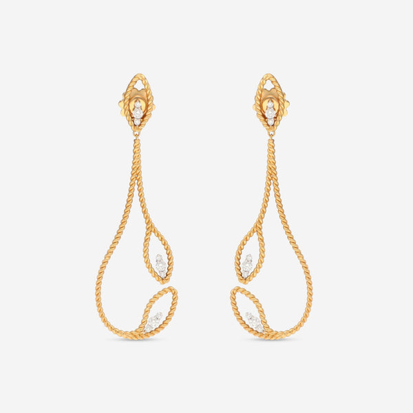 Roberto Coin Barocco 18K Yellow & White Gold Diamond Drop Earrings 7772706AJERX - THE SOLIST - Roberto Coin