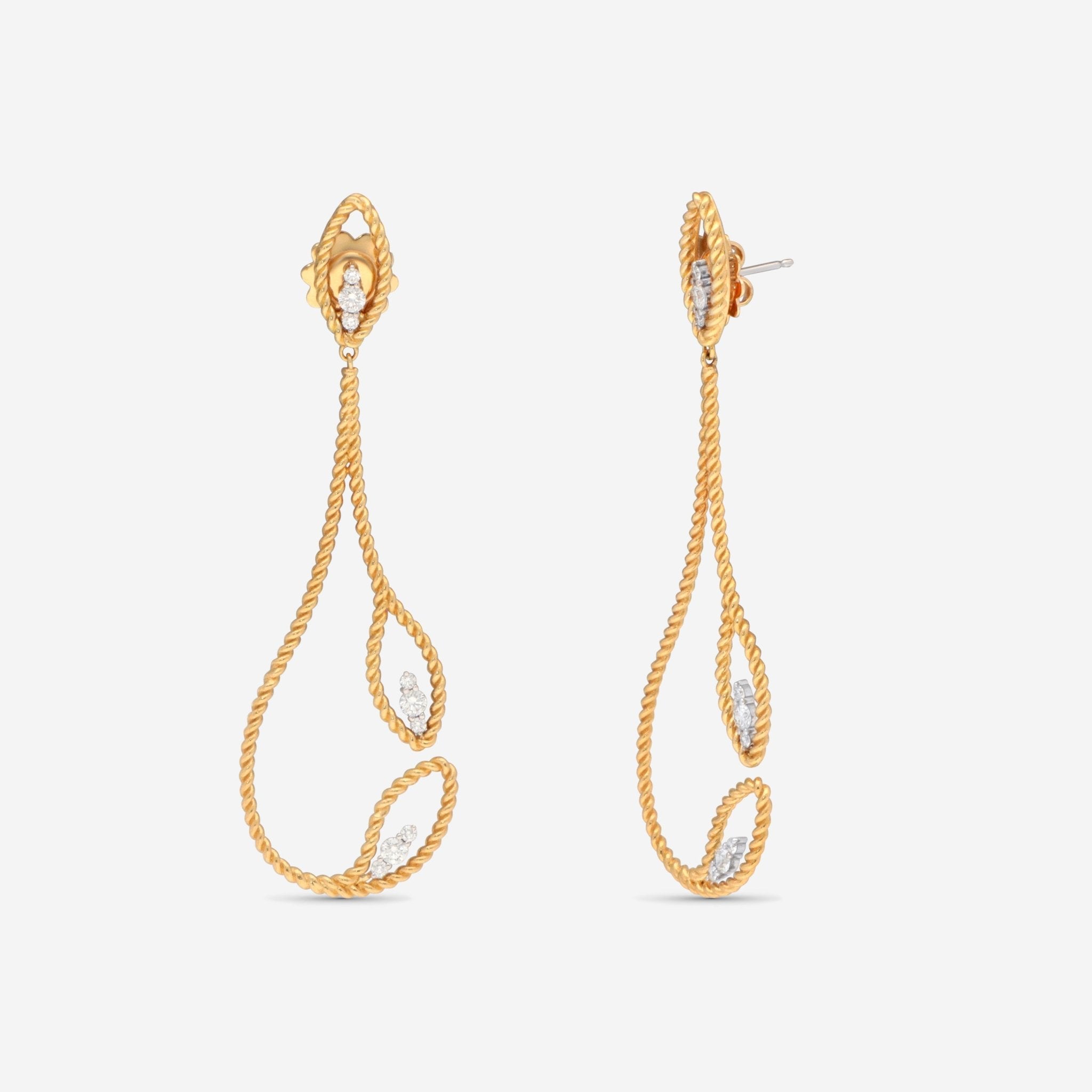 Roberto Coin Barocco 18K Yellow & White Gold Diamond Drop Earrings 7772706AJERX - THE SOLIST - Roberto Coin