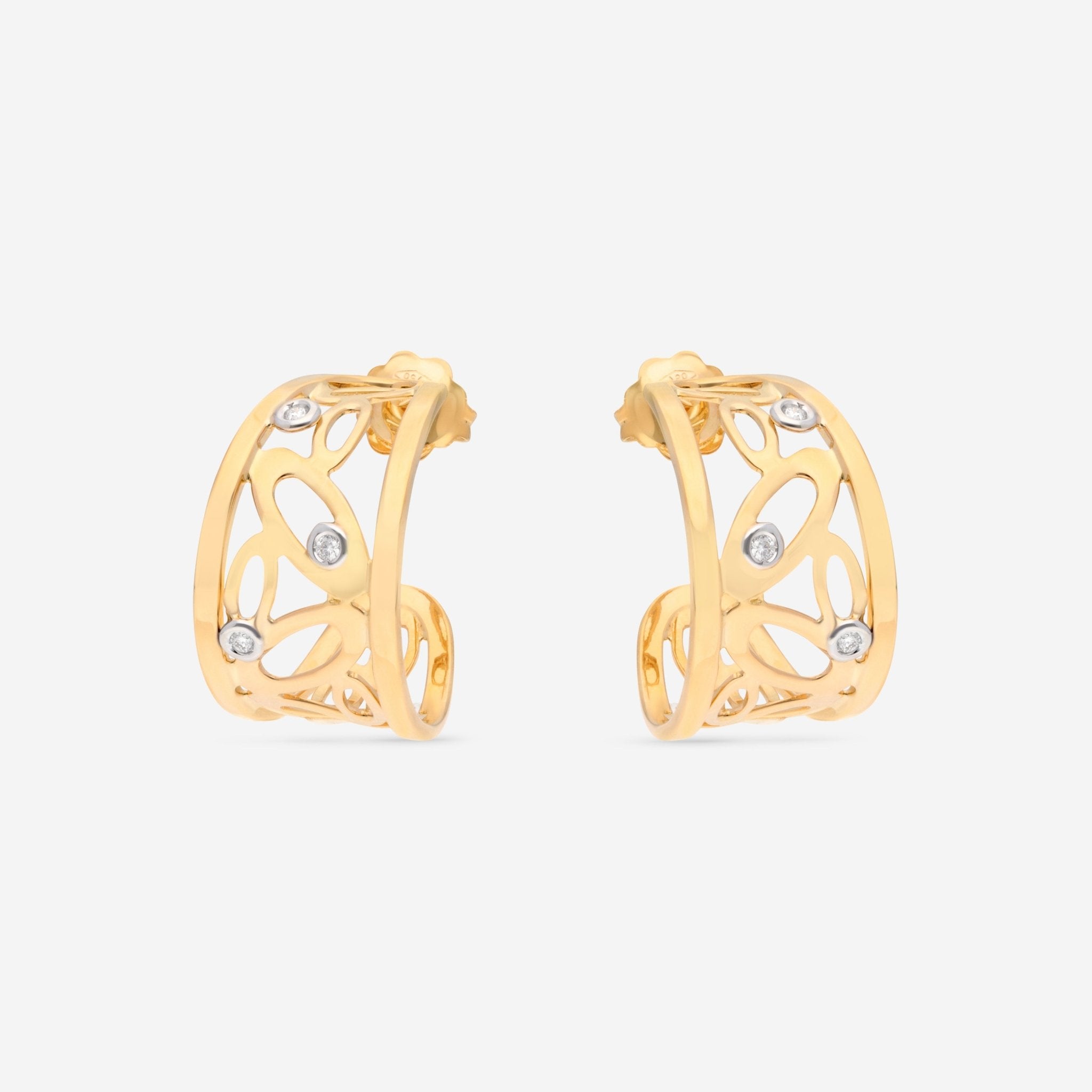 Roberto Coin Chic and Shine 18K Yellow & White Gold Diamond Hoop Earrings 295443AJERX0 - THE SOLIST - Roberto Coin