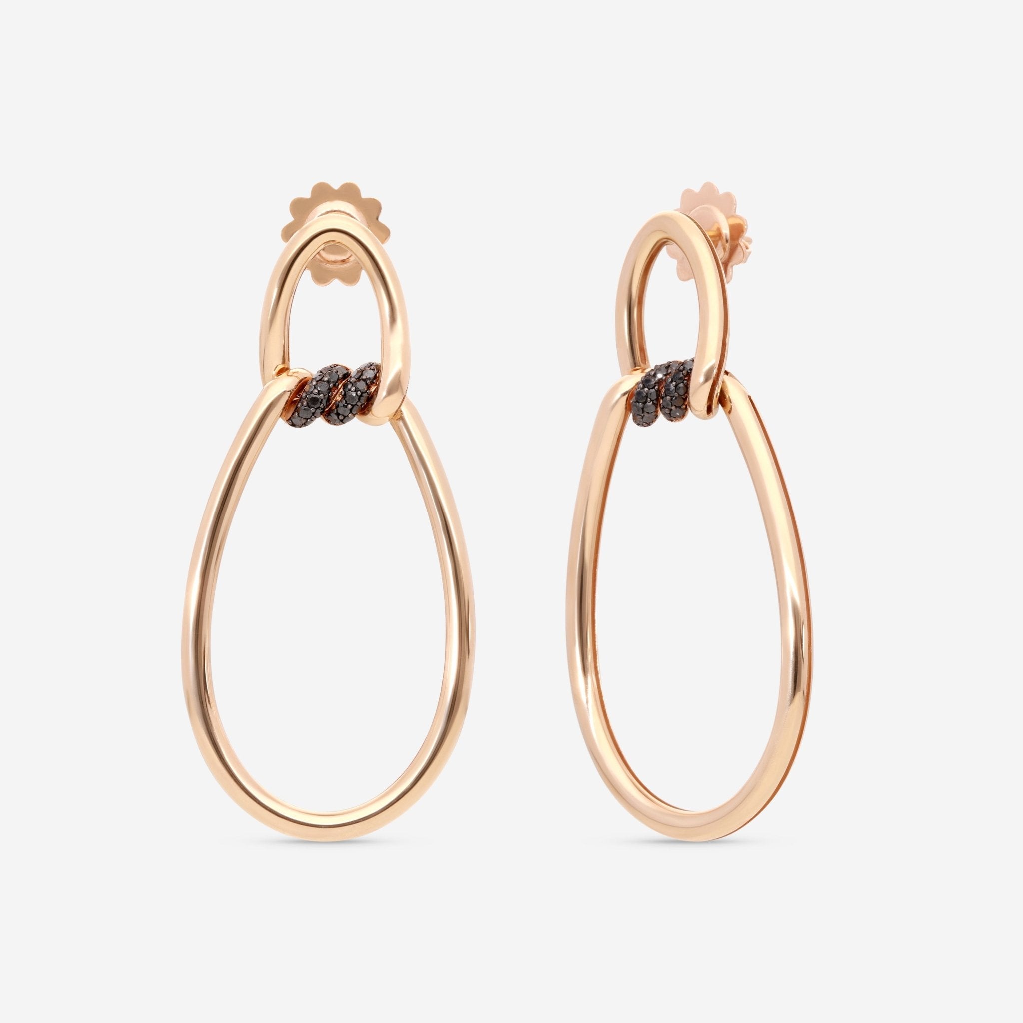 Roberto Coin Cialoma 18K Rose Gold Black Diamond Doorknocker Earrings 7773239ABERX - THE SOLIST - Roberto Coin