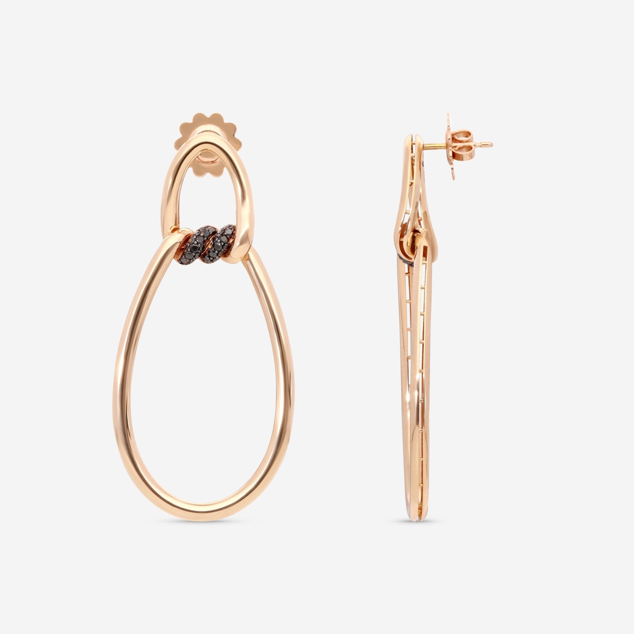 Roberto Coin Cialoma 18K Rose Gold Black Diamond Doorknocker Earrings 7773239ABERX - THE SOLIST - Roberto Coin