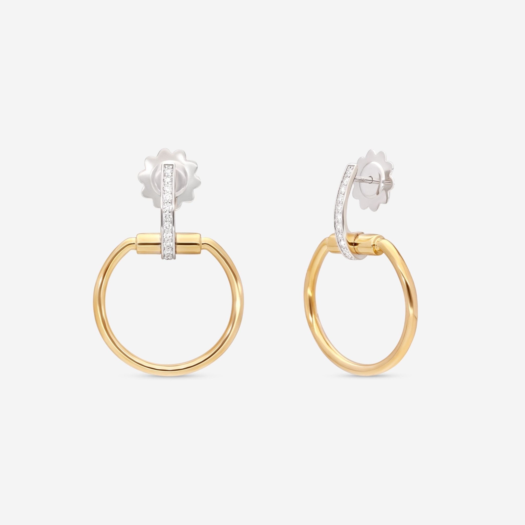 Roberto Coin Classic Parisienne 18K Yellow & White Gold Diamond Drop Earrings 8882383AJERX - THE SOLIST - Roberto Coin