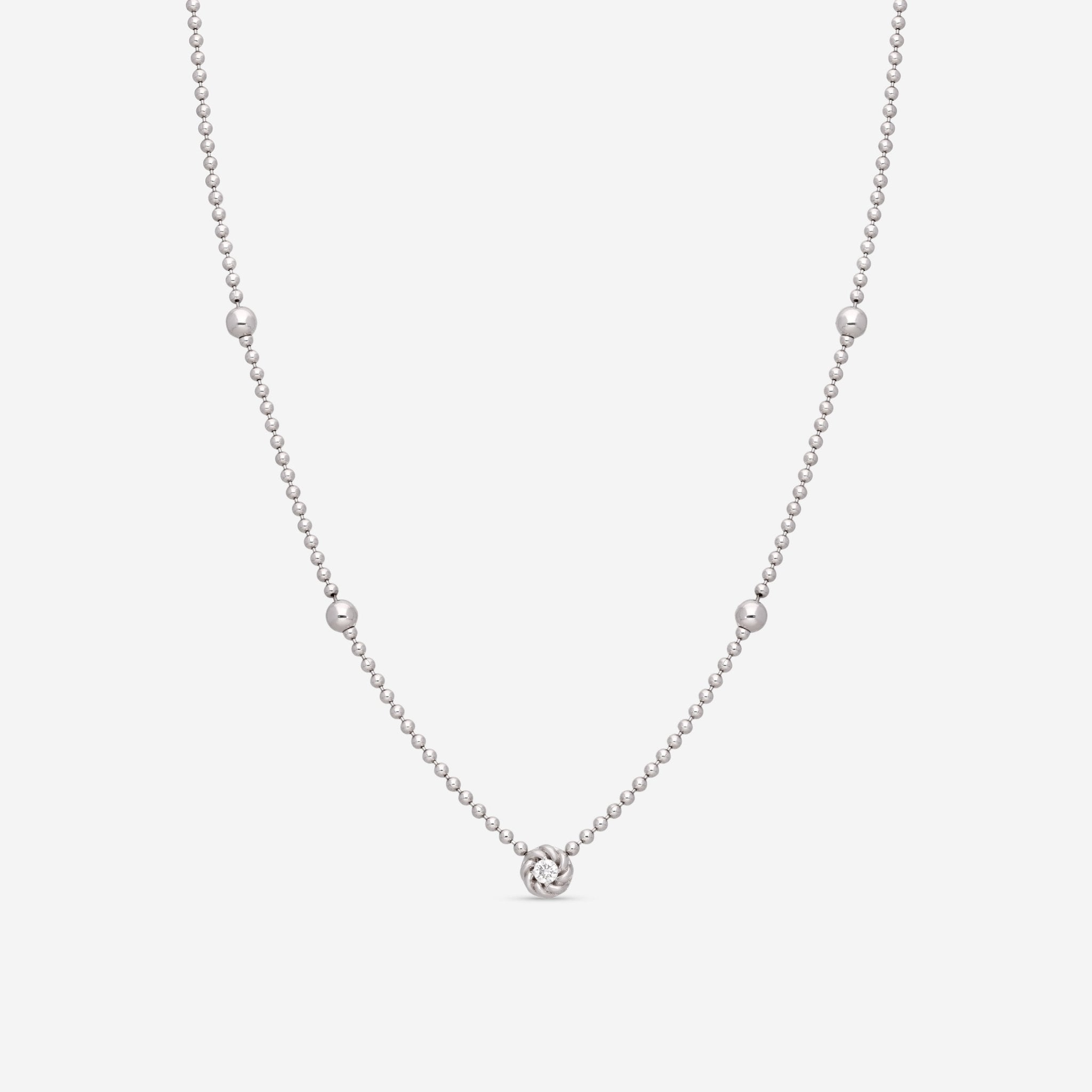 Roberto Coin Designer Gold 18K White Gold & Diamond Alternating Bead Chain Necklace 7773231AW1770X - THE SOLIST - Roberto Coin