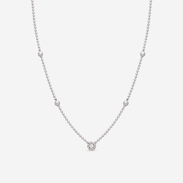 Roberto Coin Designer Gold 18K White Gold & Diamond Alternating Bead Chain Necklace 7773231AW1770X - THE SOLIST - Roberto Coin