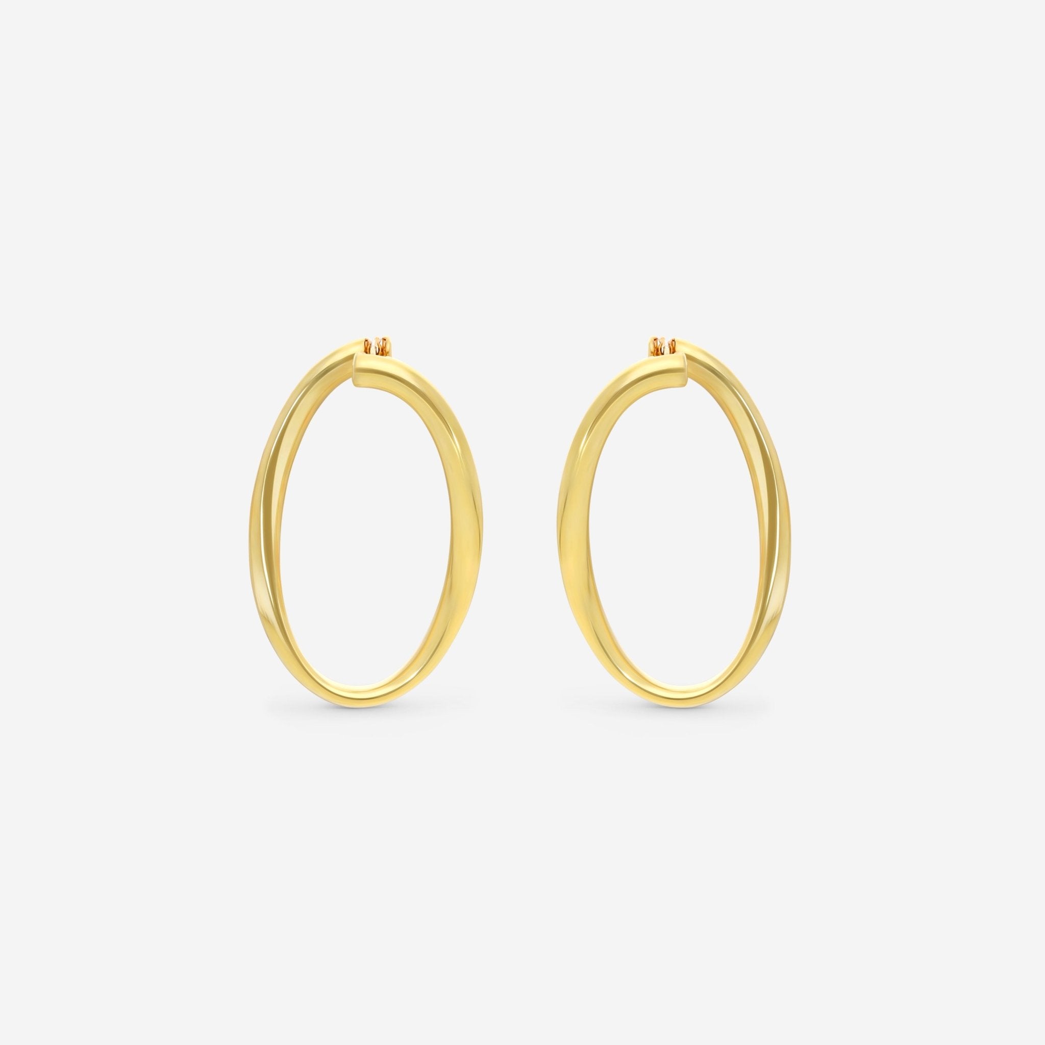 Roberto Coin Designer Gold 18K Yellow Gold 35mm Front - Face Oval Hoop Earrings 6740604AYER0 - THE SOLIST - Roberto Coin