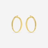 Roberto Coin Designer Gold 18K Yellow Gold 35mm Front - Face Oval Hoop Earrings 6740604AYER0 - THE SOLIST - Roberto Coin