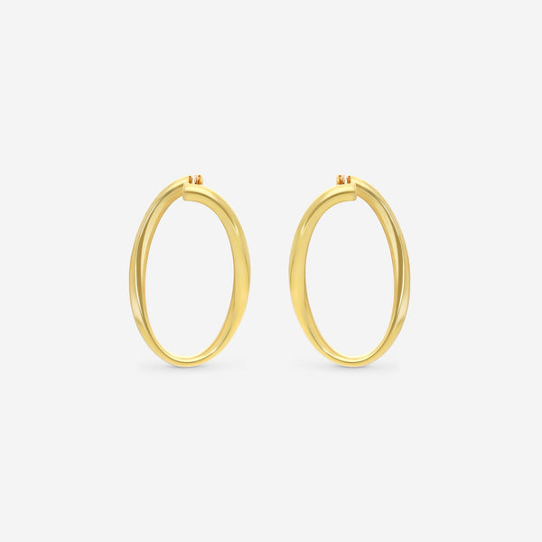 Roberto Coin Designer Gold 18K Yellow Gold 35mm Front - Face Oval Hoop Earrings 6740604AYER0 - THE SOLIST - Roberto Coin