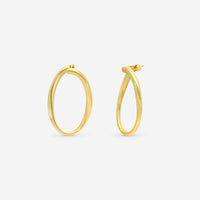 Roberto Coin Designer Gold 18K Yellow Gold 35mm Front - Face Oval Hoop Earrings 6740604AYER0 - THE SOLIST - Roberto Coin