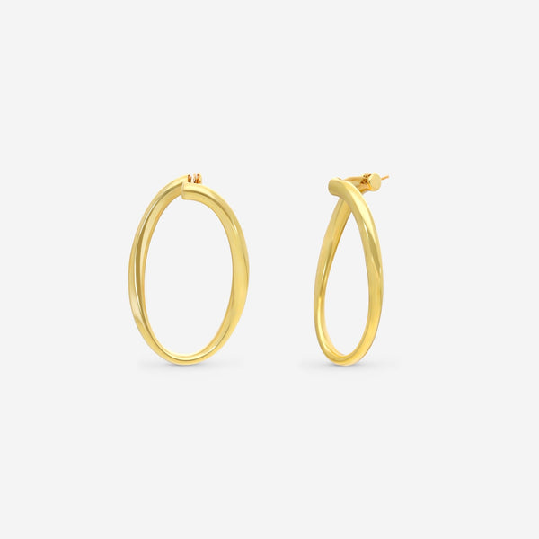 Roberto Coin Designer Gold 18K Yellow Gold 35mm Front - Face Oval Hoop Earrings 6740604AYER0 - THE SOLIST - Roberto Coin