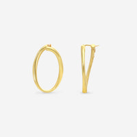 Roberto Coin Designer Gold 18K Yellow Gold 35mm Front - Face Oval Hoop Earrings 6740604AYER0 - THE SOLIST - Roberto Coin