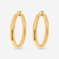 Roberto Coin Designer Gold 18K Yellow Gold Large Faceted Thick Hoop Earrings 6740619AYER0 - THE SOLIST - Roberto Coin