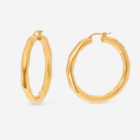 Roberto Coin Designer Gold 18K Yellow Gold Large Faceted Thick Hoop Earrings 6740619AYER0 - THE SOLIST - Roberto Coin