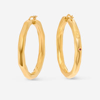 Roberto Coin Designer Gold 18K Yellow Gold Large Faceted Thick Hoop Earrings 6740619AYER0 - THE SOLIST - Roberto Coin