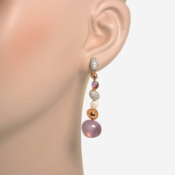 Roberto Coin Ikebana 18K Rose Gold And 18K White Gold Diamond 1.10ct. tw. Amethyst Earrings 342876AHERAX - THE SOLIST - Roberto Coin