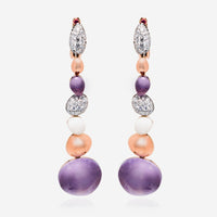 Roberto Coin Ikebana 18K Rose Gold And 18K White Gold Diamond 1.10ct. tw. Amethyst Earrings 342876AHERAX - THE SOLIST - Roberto Coin