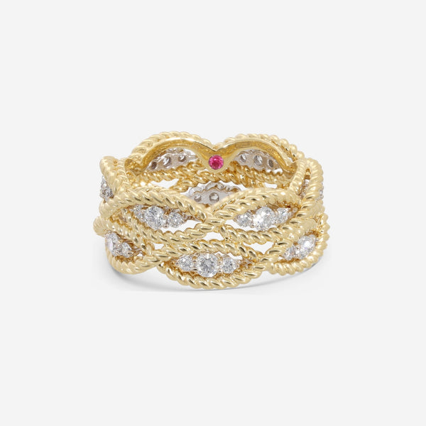 Roberto Coin New Barocco 18K Yellow and White Gold Diamond Ring 7771074AJ65X - THE SOLIST - Roberto Coin