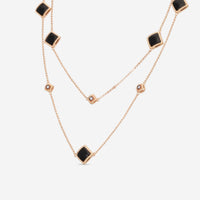 Roberto Coin Palazzo Ducale 18K Rose Gold Black Jade & Diamond Station Necklace 35" 7773016AX35X - THE SOLIST - Roberto Coin