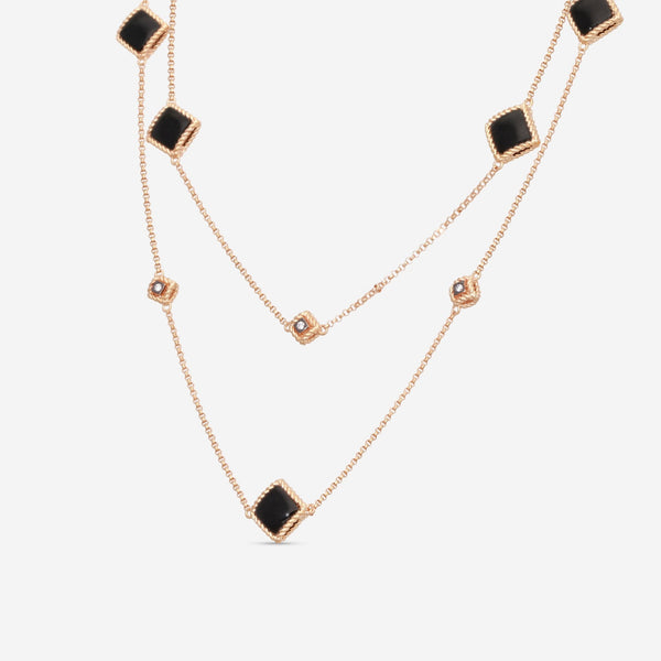 Roberto Coin Palazzo Ducale 18K Rose Gold Black Jade & Diamond Station Necklace 35" 7773016AX35X - THE SOLIST - Roberto Coin