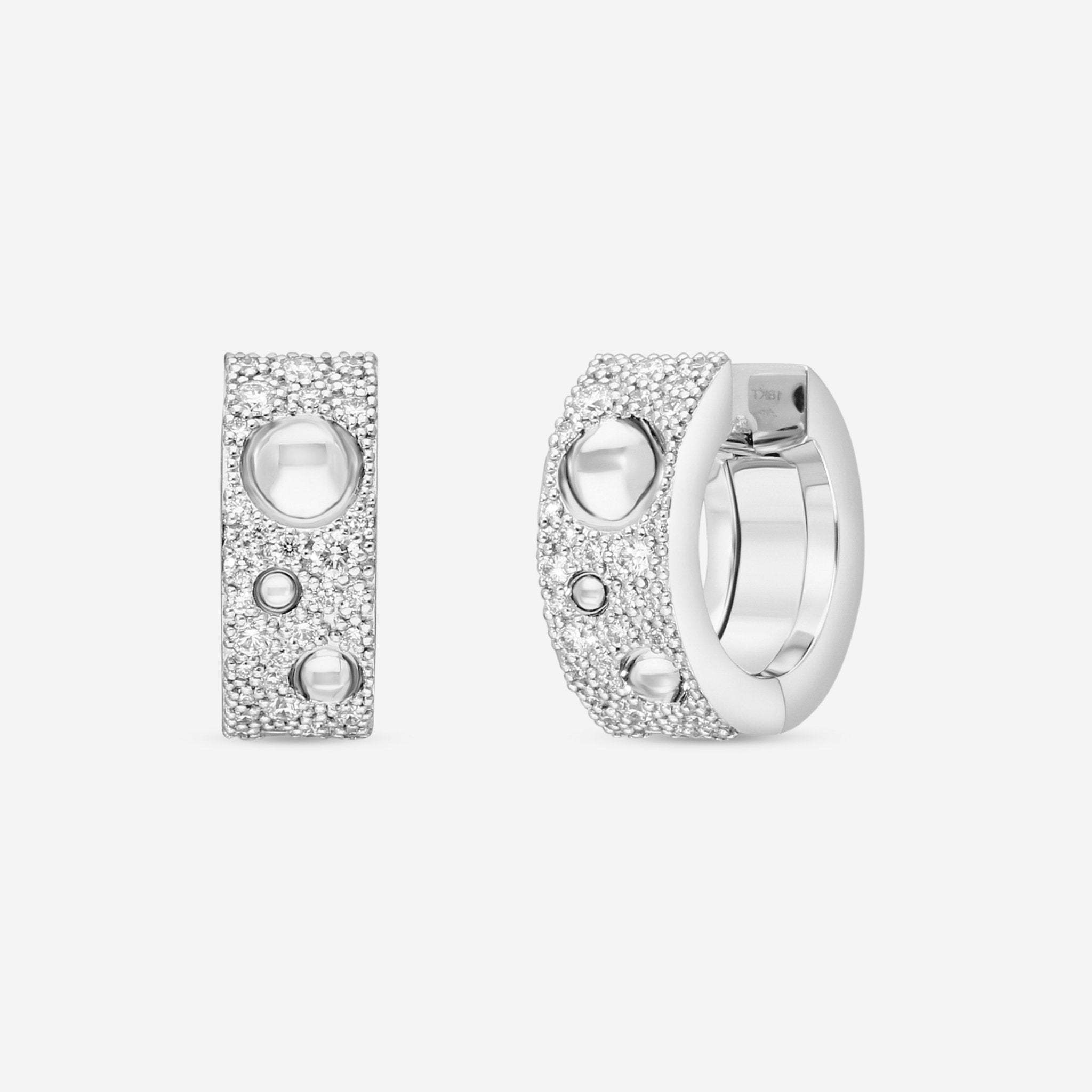 Roberto Coin Pois Moi Luna 18K White Gold Diamond Hoop Earrings 8882509AWERX