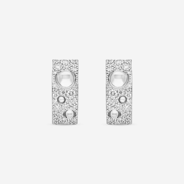 Roberto Coin Pois Moi Luna 18K White Gold Diamond Hoop Earrings 8882509AWERX - THE SOLIST - Roberto Coin