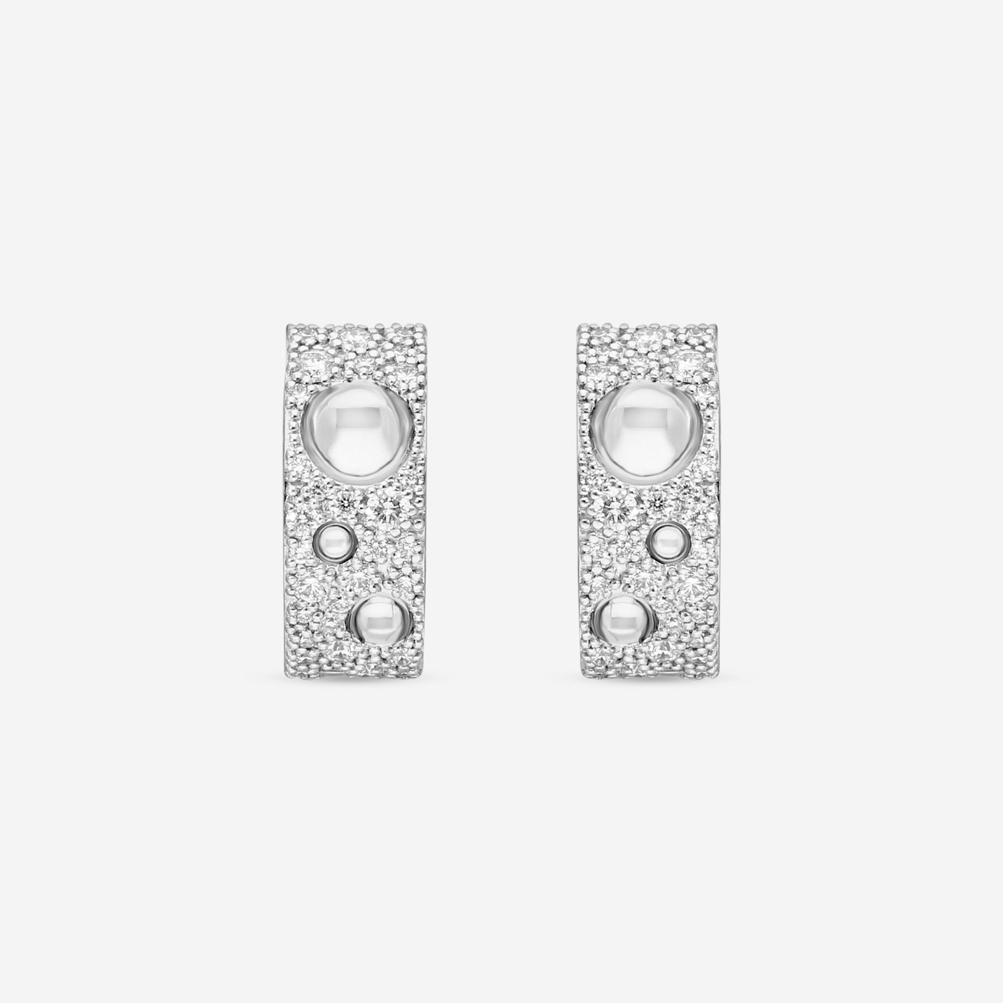 Roberto Coin Pois Moi Luna 18K White Gold Diamond Hoop Earrings 8882509AWERX