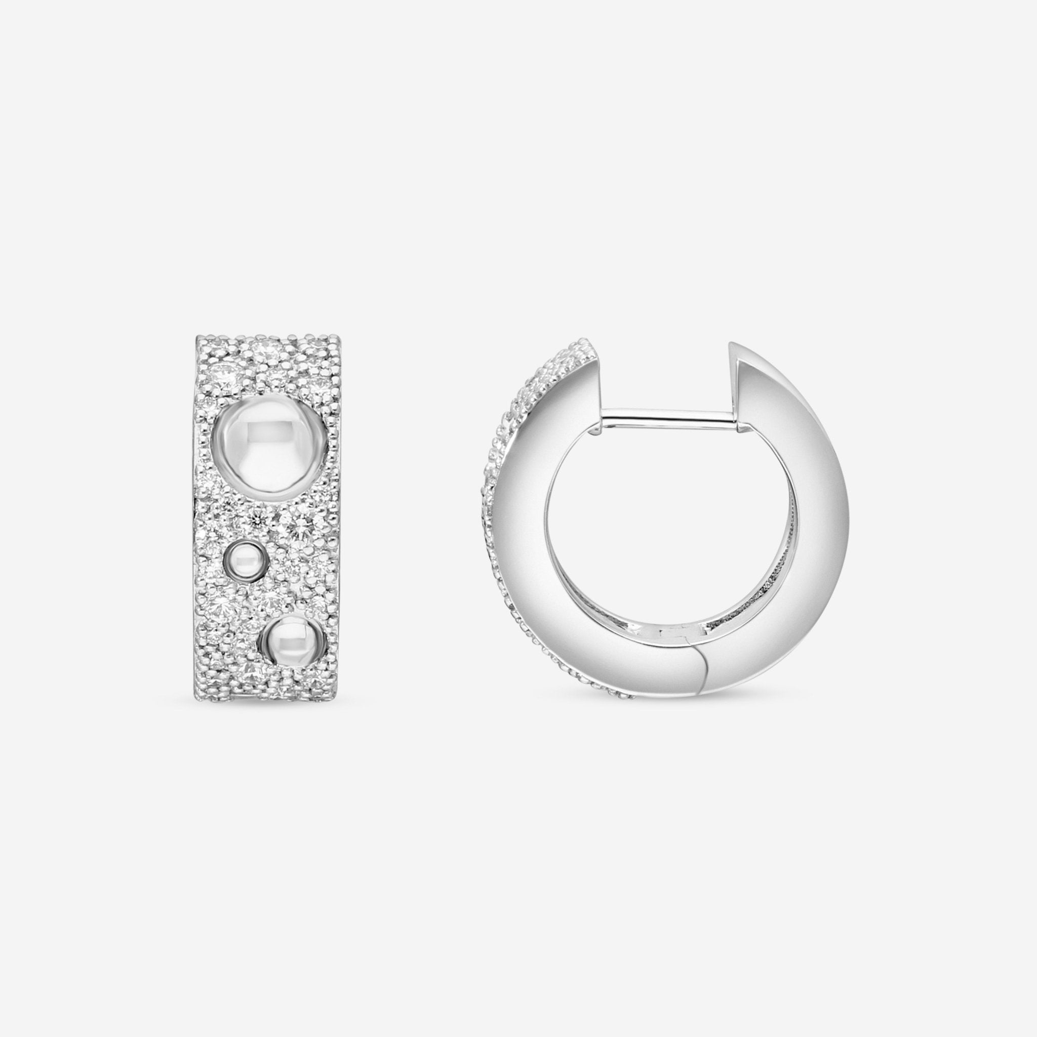 Roberto Coin Pois Moi Luna 18K White Gold Diamond Hoop Earrings 8882509AWERX