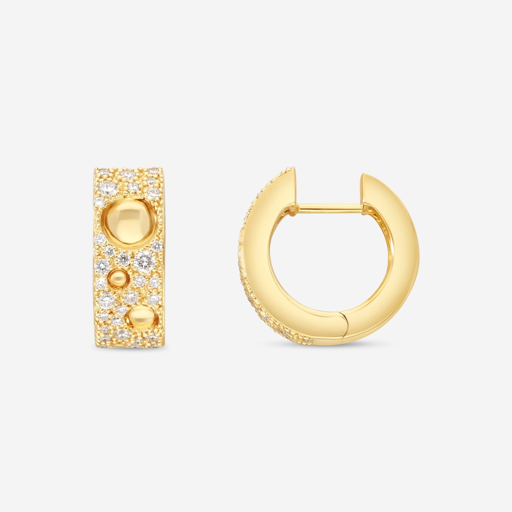 Roberto Coin Pois Moi Luna 18K Yellow Gold Diamond Hoop Earrings 8882509AYERX - THE SOLIST - Roberto Coin