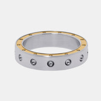 Roberto Coin Pois Moi Stainless Steel and 18k Rose Gold Band Ring Sz. 10 7771526ASH10R