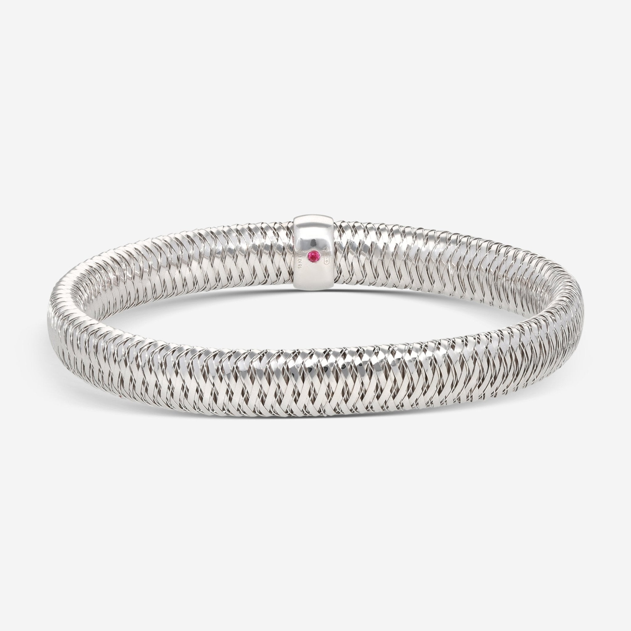 Roberto Coin Primavera 18K White Gold Medium Bangle Bracelet 557696AWBA00 - THE SOLIST - Roberto Coin