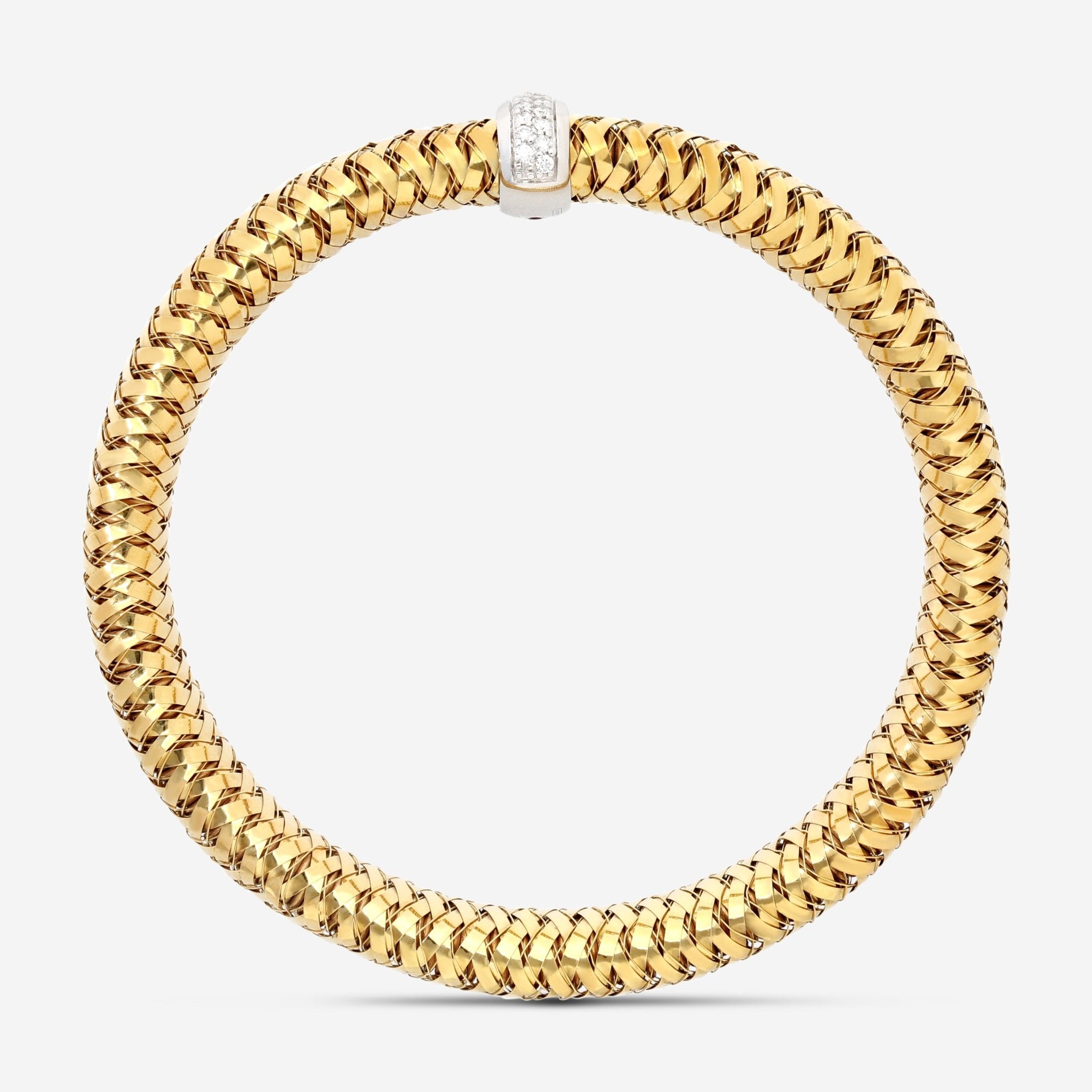 Roberto Coin Primavera 18K Yellow and White Gold Diamond Large Bangle Bracelet 557717AJBAX0 - THE SOLIST - Roberto Coin