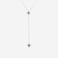 Roberto Coin Princess Flower 18K White Gold Diamond & Sapphire Lariat Necklace 7772047AWCHS - THE SOLIST - Roberto Coin