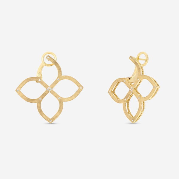 Roberto Coin Princess Flower 18K Yellow Gold Diamond Earrings 7773040AYERX - THE SOLIST - Roberto Coin