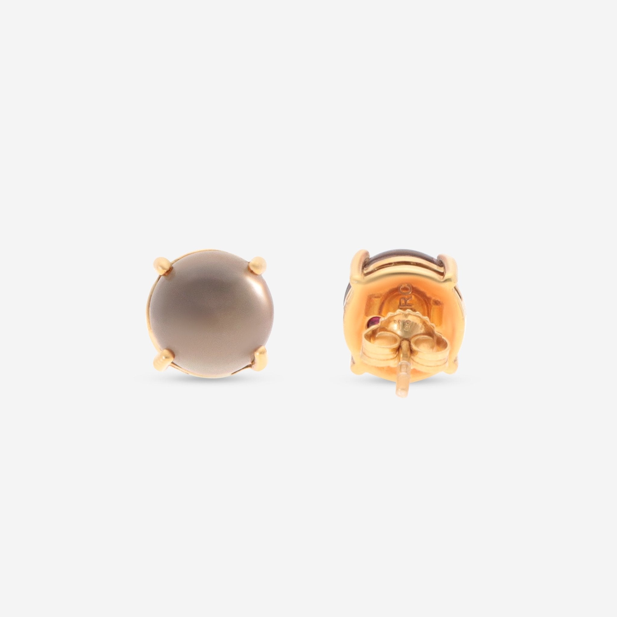 Roberto Coin Shanghai 18K Yellow Gold Smoky Quartz Stud Earrings 8881215AYERS - THE SOLIST - Roberto Coin