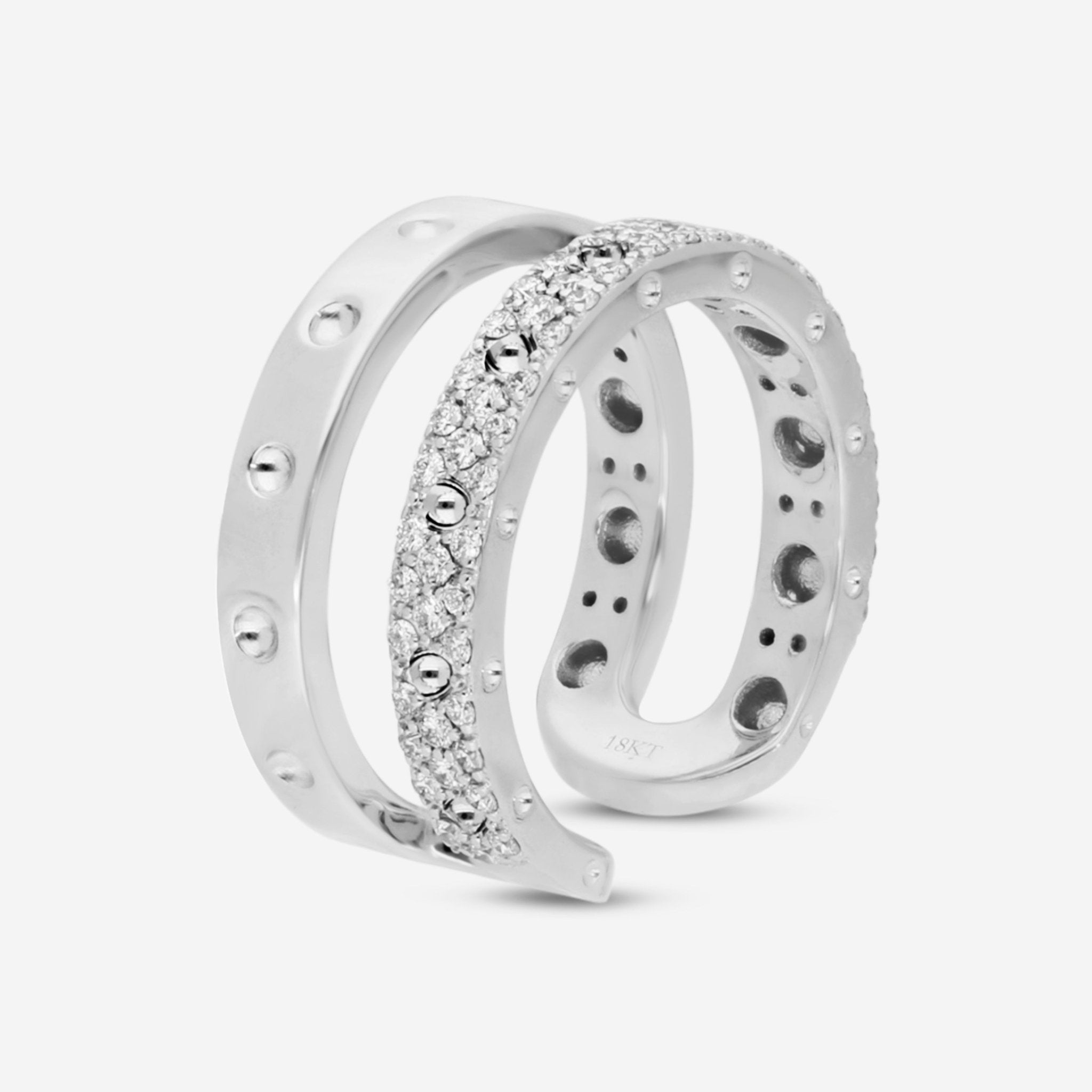 Roberto Coin Symphony 18K White Gold and Diamond Double Ring Sz. 6.5 7771692AW65X - THE SOLIST - Roberto Coin