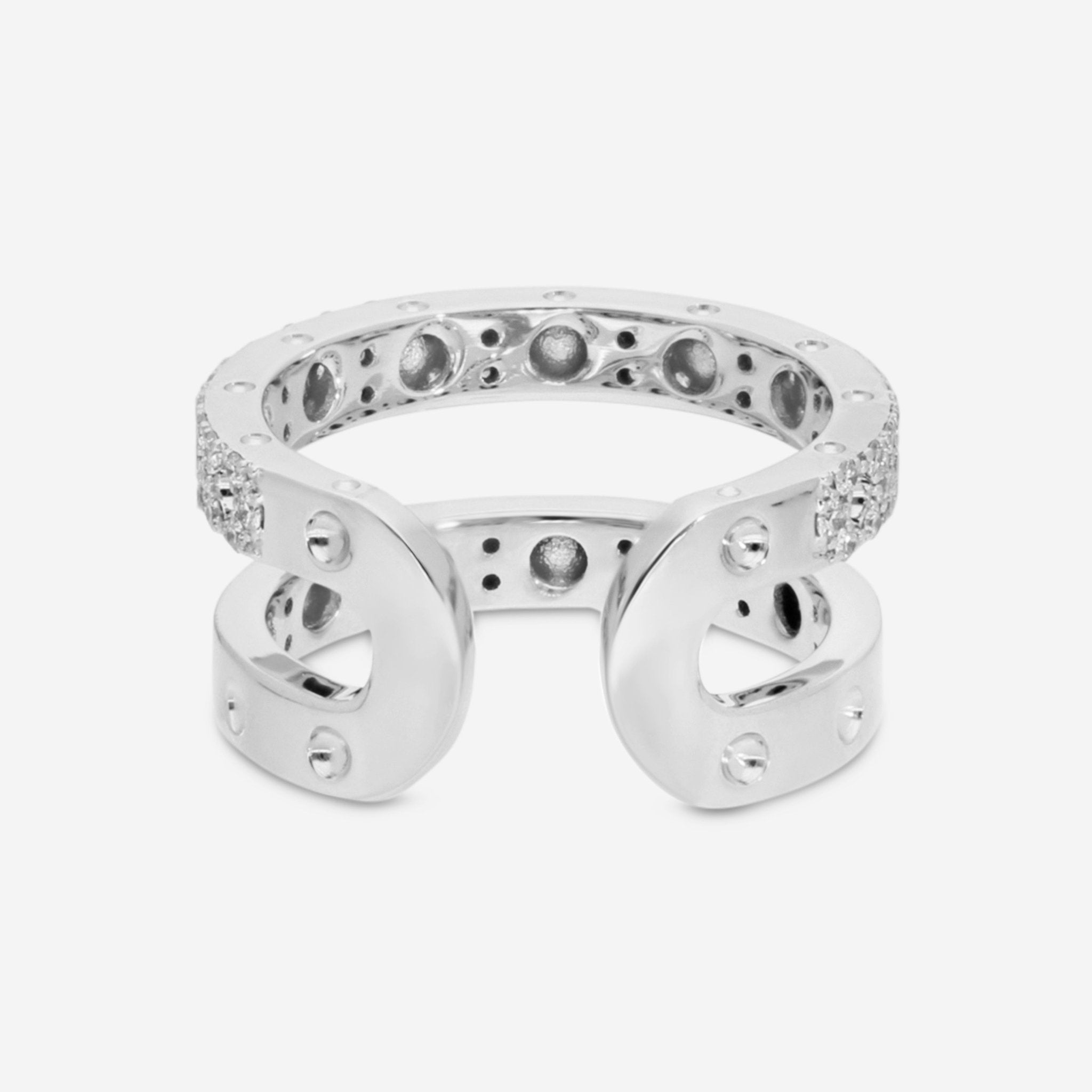 Roberto Coin Symphony 18K White Gold and Diamond Double Ring Sz. 6.5 7771692AW65X - THE SOLIST - Roberto Coin