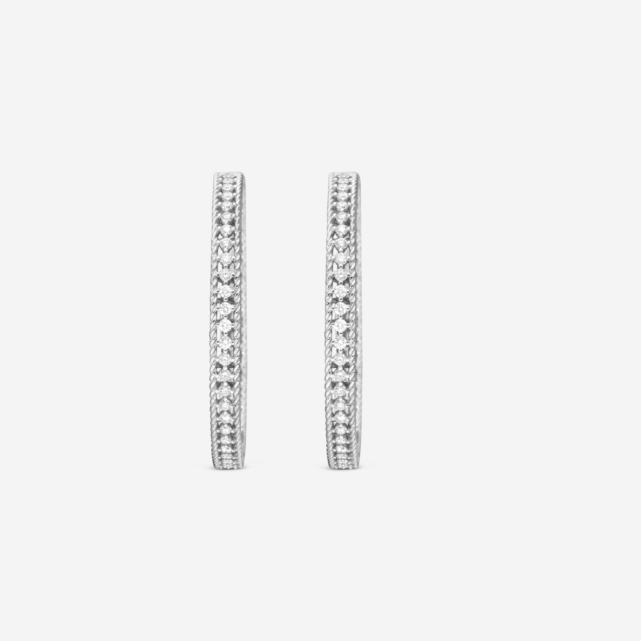 Roberto Coin Symphony Barocco 18K White Gold Diamond Hoop Earrings 7771596AWERX - THE SOLIST - Roberto Coin