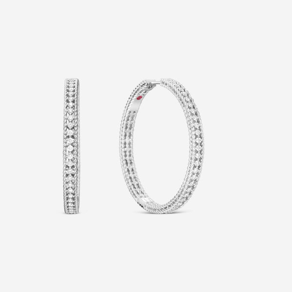 Roberto Coin Symphony Barocco 18K White Gold Diamond Hoop Earrings 7771596AWERX - THE SOLIST - Roberto Coin