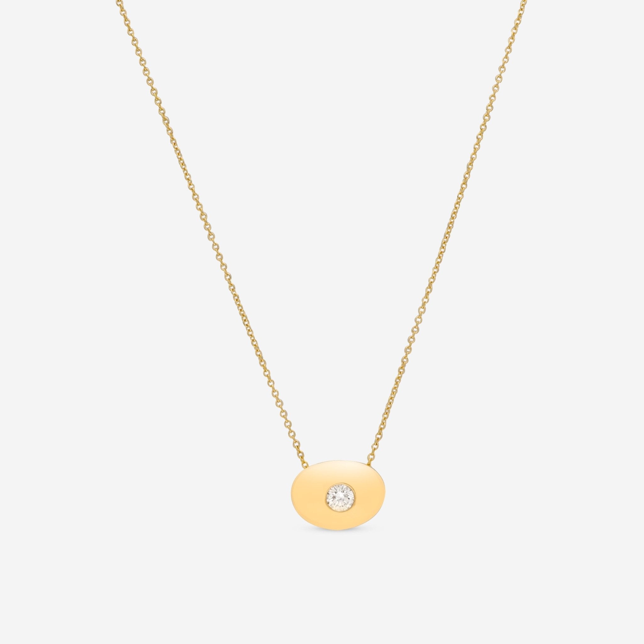 Roberto Coin Tiny Treasures 18K Yellow Gold Pebble Diamond Pendant Necklace 000629AYCHX0 - THE SOLIST - Roberto Coin